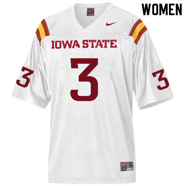 Women #3 JaQuan Bailey Iowa State Cyclones College Football Jerseys Sale-White - Click Image to Close
